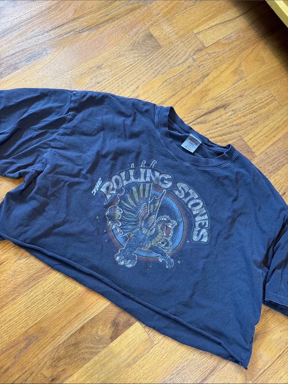 The Rolling Stones Navy Short Sleeve Band Tee with Multicolor Graphic